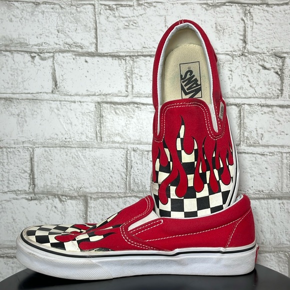 Vans Classic Slip on Drip Red black/white checkerboard - Picture 2 of 10